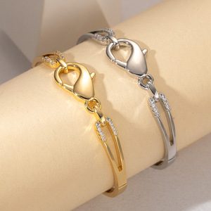 Geometric Snake Bone Chain <b>Bracelet</b> Gold And Silver Plated Double Interlocking Bangle For Women Jewelry - Product Image 4