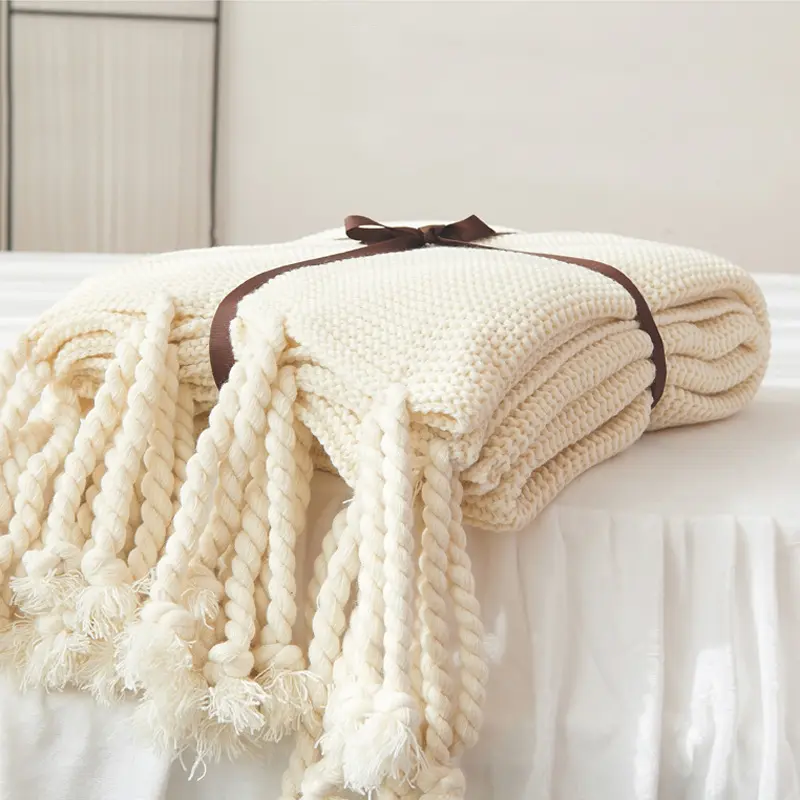 İskandinav INS kaba yün örgü kanepe battaniyesi ev kalmak yatak kuyruk battaniye ofis şekerleme örme battaniye