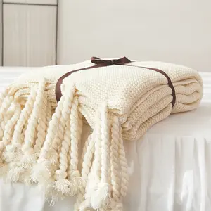 Manta nórdica de lana gruesa para sofá, manta tejida para casa, para dormir, para la Oficina y la siesta