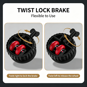 Retractable Caster Wheels Kit 4 Pack, Heavy Duty Workbench Casters with Brake, Swivel Plate Locking Wheels for <b>Table</b>, Machinery - Product Image 2
