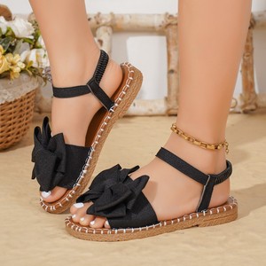Cross-border Foreign Trade 2025 Summer Bow slippers <strong>Beef</strong> <strong>Tendon</strong> Sole Soft Sole Elastic Wear Casual Flat Beach Sandals - Product Image 5