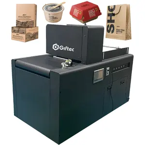 Impressora a jato de tinta Giftec One Pass, máquina de impressão digital de caixa com ventilador e copo de papel, pacote com alimentação automática