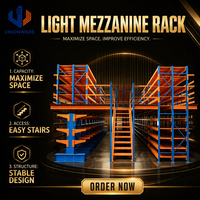 Étagère de mezzanine industrielle en acier avec glissière, couches et dimensions personnalisables, revêtement en poudre, capacité de charge de 700 kg/m² pour usage général