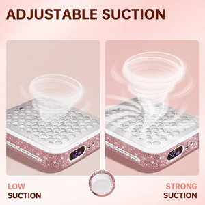 Colector de Polvo para Uñas Recargable, 6500 RPM, 650 PA, Succión Potente, Aspiradora Rosa con Brillantina para Técnicos de Uñas - Product Image 6