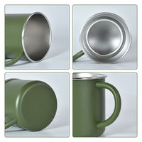 Mug de voyage personnalisé en acier inoxydable à paroi simple de 400 ml avec gravure laser, revêtement en poudre, pour la randonnée, le camping, le feu de camp, avec poignée