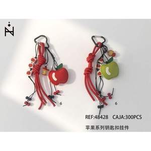 Porte-clés Série Pomme Rouge Vert Forme Pomme EVA Mousqueton avec Perles de Corde 300 Pièces par Boîte - Product Image 1