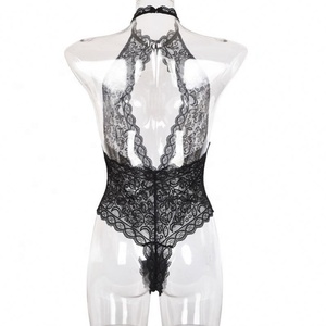 Vente en gros de nuisette sexy pour femmes robe à poitrine ouverte en V profond avec <span class=keywords><strong>dentelle</strong></span> noire évider Teddy <span class=keywords><strong>body</strong></span> lingerie trou décoration - Product Image 6