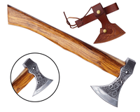 Hache Vikingaxe MDM, couteaux, hache tactique de combat médiévale, tête d'hache en acier haute teneur en carbone HC 5160, manche en bois de rose, HRC52-58, vintage