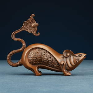 Figura de rata del zodiaco de cobre púrpura, decoración hecha a mano para el hogar y la oficina, regalo de Año Nuevo Chino - Product Image 3