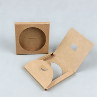 Boîte en papier kraft noir et brun en gros, pliable, double insert, neutre, universelle, pour tasse à café, boissons, sous-verre carré, avec fenêtre