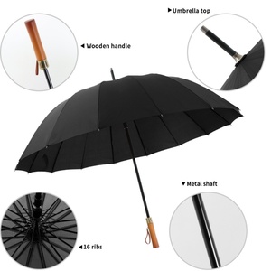 Custom Straight Golf <b>Umbrella</b> with Logo Printing 16K Windproof UV Protection 16 Ribs Wood Handle - Product Image 5