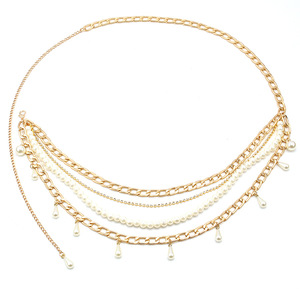 Cadena corporal de moda con múltiples capas de perlas sintéticas y borlas para la cintura, para mujeres, joyería para fiestas. - Product Image 5