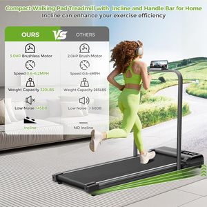 Caminadora Eléctrica Plegable Portátil Compacta con Pantalla LED, Manillares Inclinables, 3.0HP, Capacidad de 320 Libras, 0.6-6.2MPH, para el Hogar y Espacios Pequeños - Product Image 2