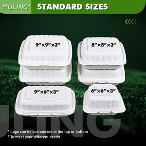 Contenedor de comida para llevar FULING de 6 pulgadas, tipo clamshell blanco para postres, de plástico MFPP con bisagras. - Product Image 4