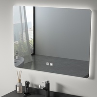 Meuble de salle de bain au design moderne avec miroir LED étanche, lavabo en pierre frittée fourni par l'usine, armoire de lavabo résistante à l'eau