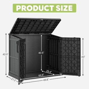 Armario de Almacenamiento Exterior Impermeable de Gran Capacidad con Cerradura y Puertas Dobles, <span class=keywords><strong>Cobertizo</strong></span> Portátil para Herramientas de Jardín - Product Image 5