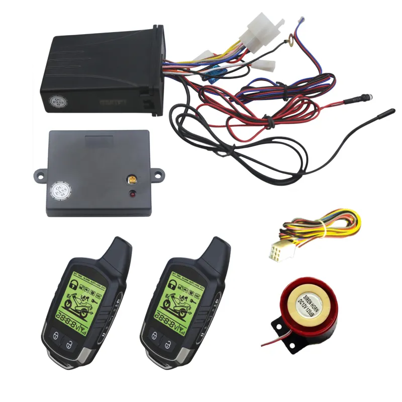 NTO Anti-Corte Bajo consumo de energía Manual LCD Sirena de microondas remota Alarma de 2 vías Sistema de alarmas de seguridad para motocicletas y bicicletas