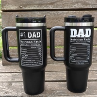 Cadeau pour la fête des pères, logo personnalisé, tasse en acier inoxydable à double paroi de 40 oz, tasse à café de voyage en métal, 40 oz avec poignée