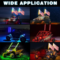 Lampe LED laser 2FT RGB avec effet de poursuite et projecteur de faisceau supérieur pour drapeau de sécurité, idéale pour UTV, RZR, dunes de sable, conduite de nuit, 12V