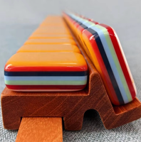 Tuiles de Mahjong en Acrylique Rouge Orange à 7 Couches, Ensemble de Mahjong Américain, Tuiles de Mahjong Gravées en Bambou, Cadeau de Luxe Personnalisé OEM pour les Fêtes
