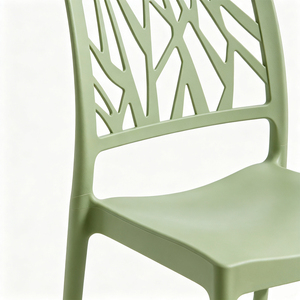 Modern Plastic <b>Dining</b> <b>Chair</b> With Geometric Backrest Green Color <b>Stackable</b> Design Contemporary Style Home Furniture - Product Image 6