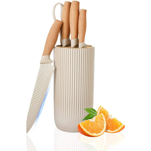 Vente chaude Nouveau Design Kaki Premium Gradient Sharp En Acier Inoxydable 6 Pcs pour Cuisine Restaurant Chef Couteaux Ensemble Avec Support - Product Image 1