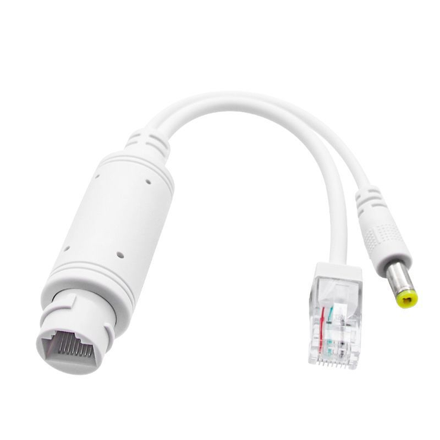 IEEE802.3 AF/AT 10/100Mbps 48V to 12V 1.2A White Waterproof PoE Splitter Adapter with 12 Months Warranty