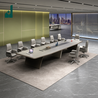 Ensemble de table et chaises de conférence ergonomiques modulaires en panneaux de bois rectangulaires de grande taille, style minimaliste moderne, pour salles de réunion d'entreprise et bureaux