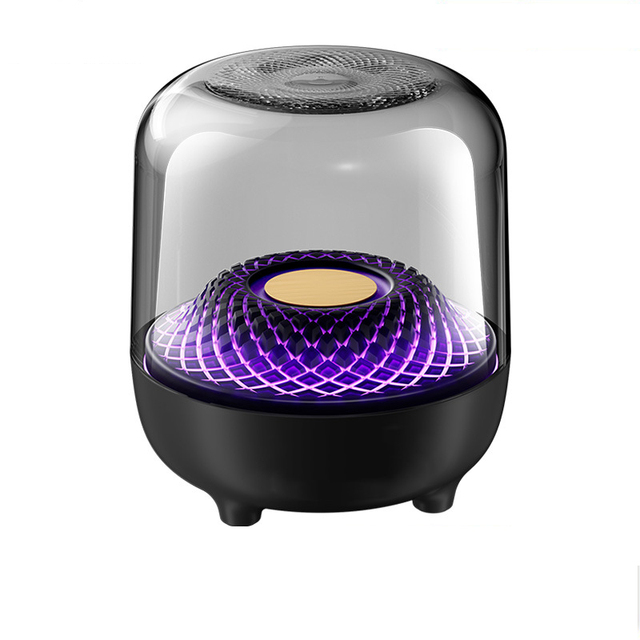 2025 Hot Selling Music Player Portable Subwoofer Transparent Glass Colorful RGB Surround Sound Wireless Speaker for Home