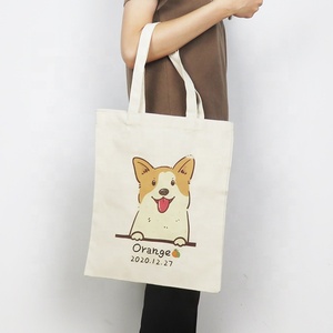 Trung Quốc Nhà sản xuất tái sử dụng bông vải tote túi dễ thương con chó in hàng tạp hóa Túi mua sắm với biểu tượng tùy chỉnh số lượng lớn có sẵn - Product Image 4
