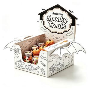 Boîte de présentation en carton recyclable écologique pour friandises d'Halloween, design d'Halloween, fermeture magnétique, pliable, pour pots de bonbons - Product Image 1
