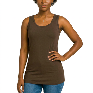 Camiseta sin mangas elegante para mujer OEM algodón suave tela transpirable ropa informal de lujo moda de verano elegante - Product Image 1