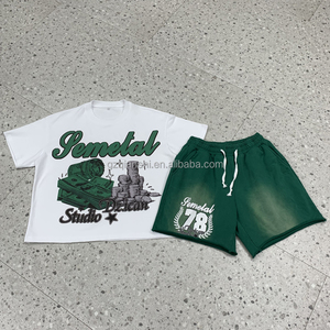 T-shirts courts personnalisés sérigraphie 2 pièces été Streetwear survêtement à manches courtes t-<span class=keywords><strong>shirt</strong></span> <span class=keywords><strong>et</strong></span> <span class=keywords><strong>ensemble</strong></span> court pour hommes - Product Image 2