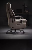 Chaise de bureau ergonomique en cuir synthétique, avec appui-tête et repose-pieds réglables, structure pivotante en métal pour bureau à domicile