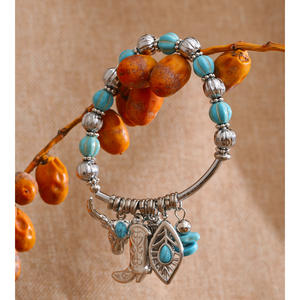 JINYOU 4032 - Brazalete Geométrico de Acero Inoxidable Estilo Europeo con <span class=keywords><strong>Turquesa</strong></span> <span class=keywords><strong>Natural</strong></span>, Brazalete Hecho a Mano con Cuentas - Product Image 5