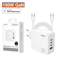 LDNIO Q8-MI 100W Pengisi Daya GaN 4-Port dengan Xiaomi HyperCharge Pengisian Cepat Berkabel untuk Ponsel Tablet Laptop Grosir