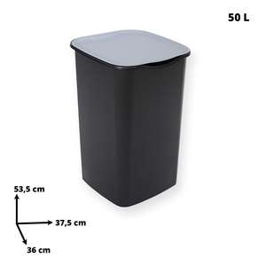 <b>Belli</b> & Forti 50 Lt Recycling Bin Unsorted Waste Collection Grey Lid Black Color 37.5x36x53.5h cm - Product Image 2