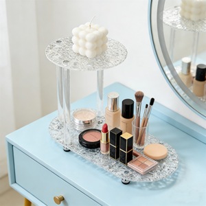Acrylic Double Layer Storage Rack Cosmetic Organizer <b>Desktop</b> Makeup Holder Multi Tier <b>Shelf</b> For Bathroom Vanity - Product Image 4