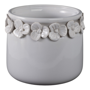 Vaso in gres con applicazioni floreali e design in ceramica testurizzata per piante da interno ed esterno - Product Image 3
