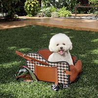 Siège de voiture pour chien de luxe, robuste et portable, avec motif uni, réglable, pour console centrale, surdimensionné, avec accoudoirs, en polyester