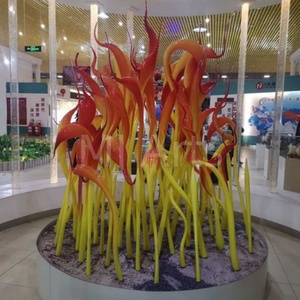 <span class=keywords><strong>Cañas</strong></span> de cristal de Murano rojo, arte soplado por boca, <span class=keywords><strong>centro</strong></span> <span class=keywords><strong>comercial</strong></span> rojo amarillo, <span class=keywords><strong>centro</strong></span> <span class=keywords><strong>comercial</strong></span>, decoración de pie, arte de cristal, escultura de jardín - Product Image 2