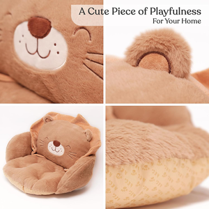 Cojín de Asiento para Silla de Oficina con Diseño de León Adorable, Felpa Marrón, Base Antideslizante, Almohada para Juegos y Coche, Cojín de Moda para Silla - Product Image 3