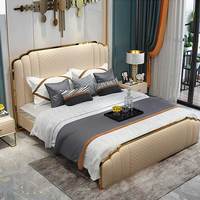 Ensembles de chambre à coucher de lit Super King Size au design moderne populaire meubles de luxe maison 180x200 lit en cuir double rembourré à cadre en bois