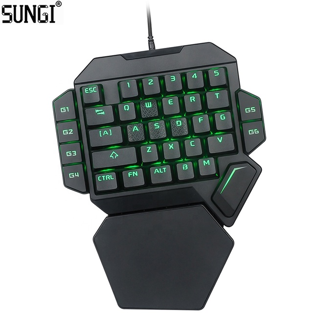 RGB One Hand Mechanical Gaming Keyboard Colorful Backlit USB Wired Single Hand Mechanical Keyboard with Wrist Rest Support