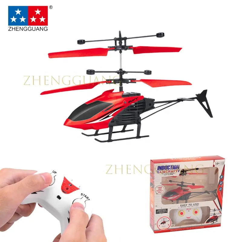 Zhengguang-Mini helicóptero eléctrico de control remoto para niños, juguete de helicóptero de inducción manual resistente a las caídas, carga USB