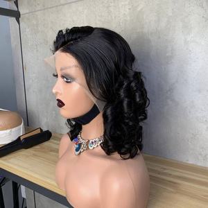 Perruques longues bouclées souples de couleur noire naturelle pour femmes, prix d'usine, haute qualité, perruque en cheveux humains bouclés lâches avec dentelle frontale - Product Image 5