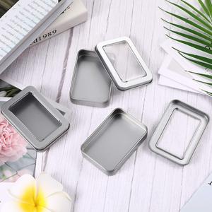Custom Printing <b>Christmas</b> Tin <b>Box</b> with Lid Empty Rectangle Metal Tin Packaging <b>Box</b> with Window - Product Image 4