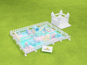 Castillo Inflable Blanco, Equipo <span class=keywords><strong>de</strong></span> Juego Suave <span class=keywords><strong>de</strong></span> Color Pastel, <span class=keywords><strong>Piscina</strong></span> <span class=keywords><strong>de</strong></span> Pelotas <span class=keywords><strong>con</strong></span> Tobogán, Vallas y Colchonetas para Negocios <span class=keywords><strong>de</strong></span> <span class=keywords><strong>Alquiler</strong></span> para Fiestas - Product Image 1