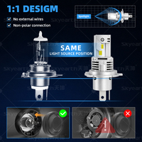 Phare de voiture LED haute puissance L1 H4 70W 8400LM 6500K avec puce 7035, remplacement halogène universel, vente en gros, direct usine