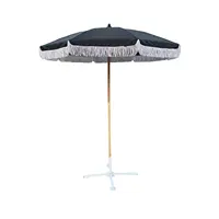 Ombrelle de plage en bois, impression personnalisée, Parasol avec glands, soleil, pour l'extérieur